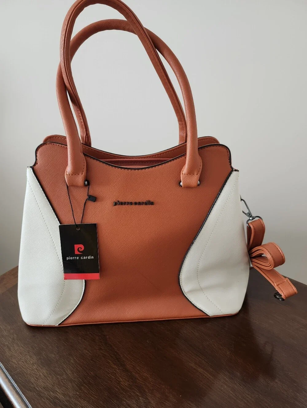Pierre Cardin Orange and White Structured Satchel